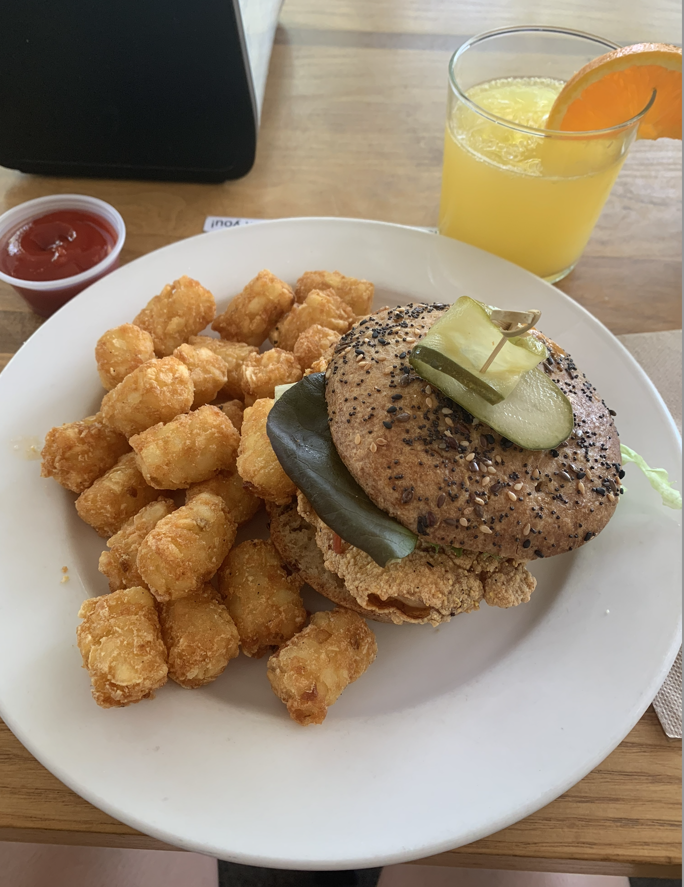 All Day Darling Gluten Free Fried Chicken Sandwich with Tater Tods